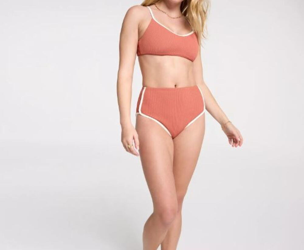CALIA Strappy Open Back Bikini Swim Top NWOT XXL Warm Terracotta UPF 50